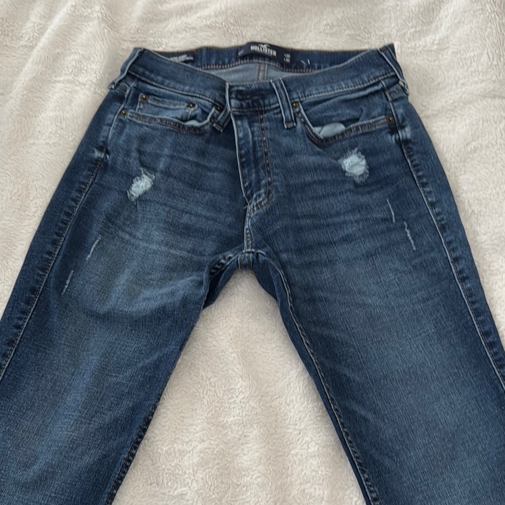 Hollister Blue super skinny Jeans with Distressed Details
